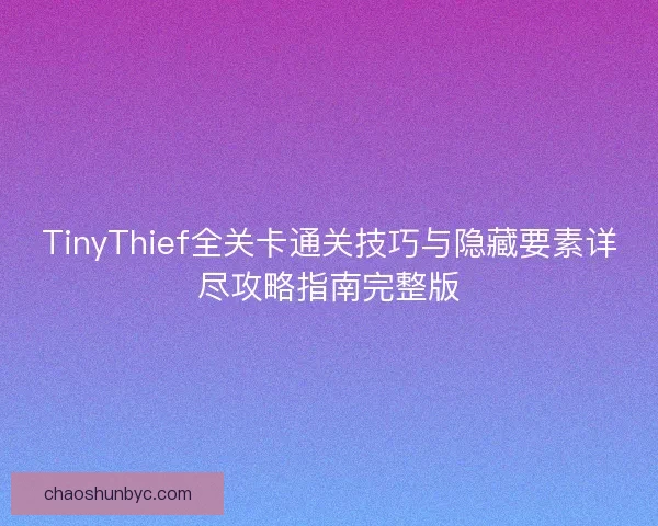 TinyThief全关卡通关技巧与隐藏要素详尽攻略指南完整版
