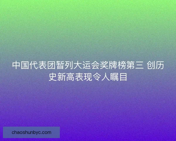中国代表团暂列大运会奖牌榜第三 创历史新高表现令人瞩目 中国代表团暂列大运会奖牌榜第三 创历史新高表现令人瞩目