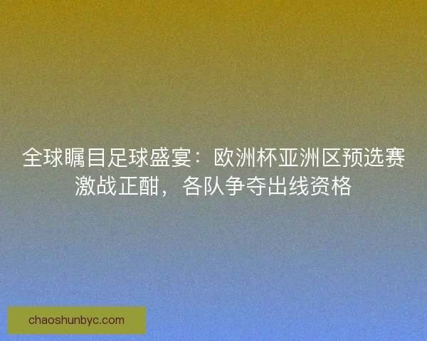 全球瞩目足球盛宴：欧洲杯亚洲区预选赛激战正酣，各队争夺出线资格
