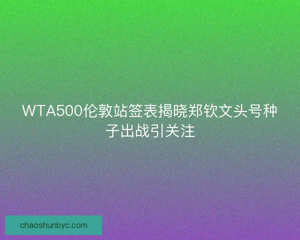 WTA500伦敦站签表揭晓郑钦文头号种子出战引关注