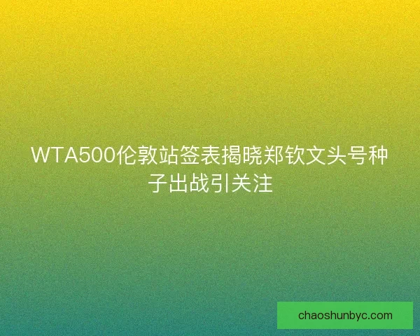 WTA500伦敦站签表揭晓郑钦文头号种子出战引关注 WTA500伦敦站签表揭晓郑钦文头号种子出战引关注